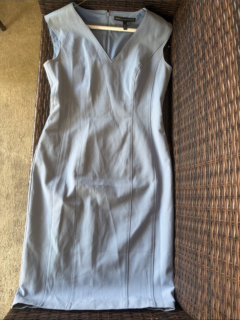 White House Black Market Light Blue V-Neck Sheath Dress